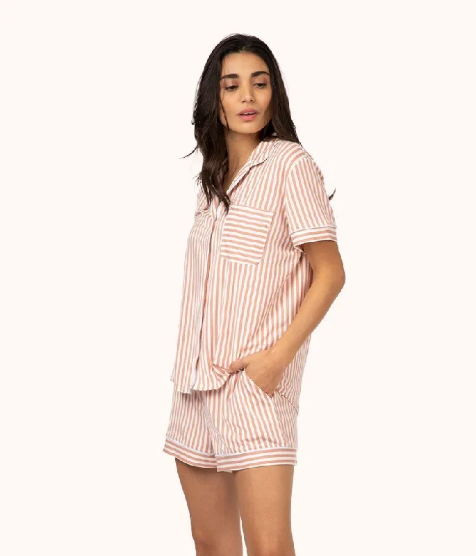 Lace deep v bra for small breasts -The All-Day Lounge Short - Print: Shell Pink Stripe Lace deep v bra for small breasts -The All-Day Lounge Short - Print: Shell Pink Stripe