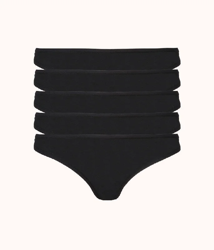 Deep V bras with narrow straps -The All-Day Thong 5-Pack: Jet Black
