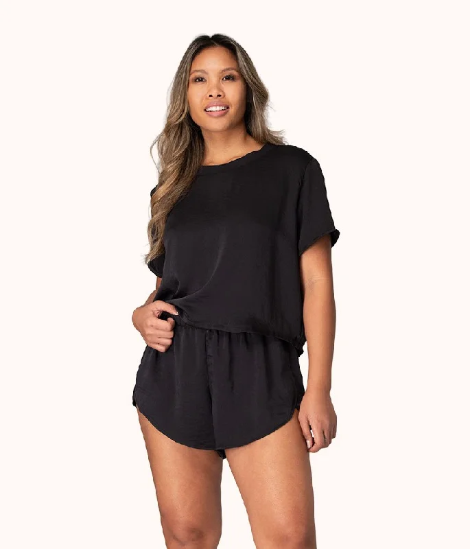 Deep V bras with molded cups4The Boxer Lounge Short: Jet Black