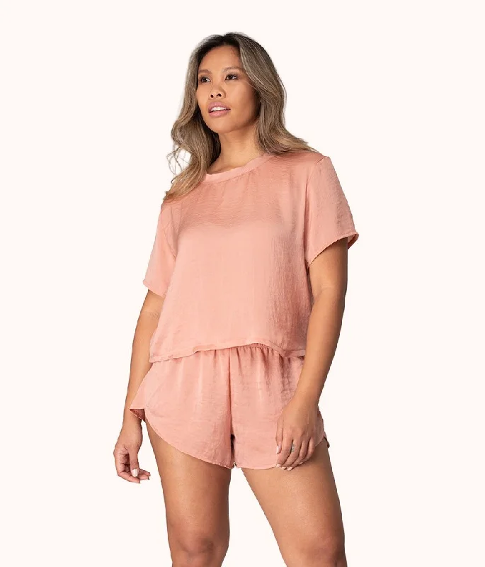 Deep V bras with full coverage -The Boxer Lounge Tee: Shell Pink