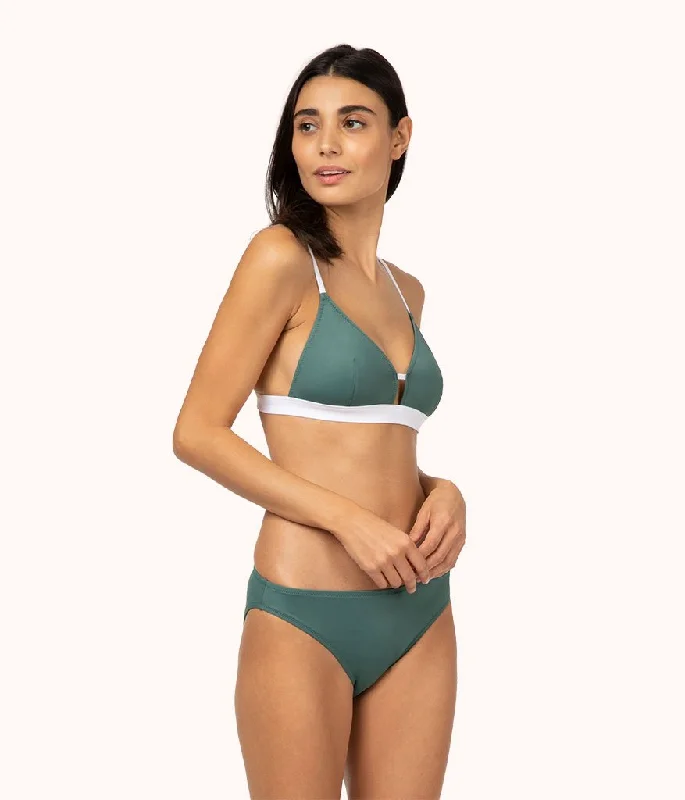 Deep V bras in black -The Bralette: Harbor Green/White