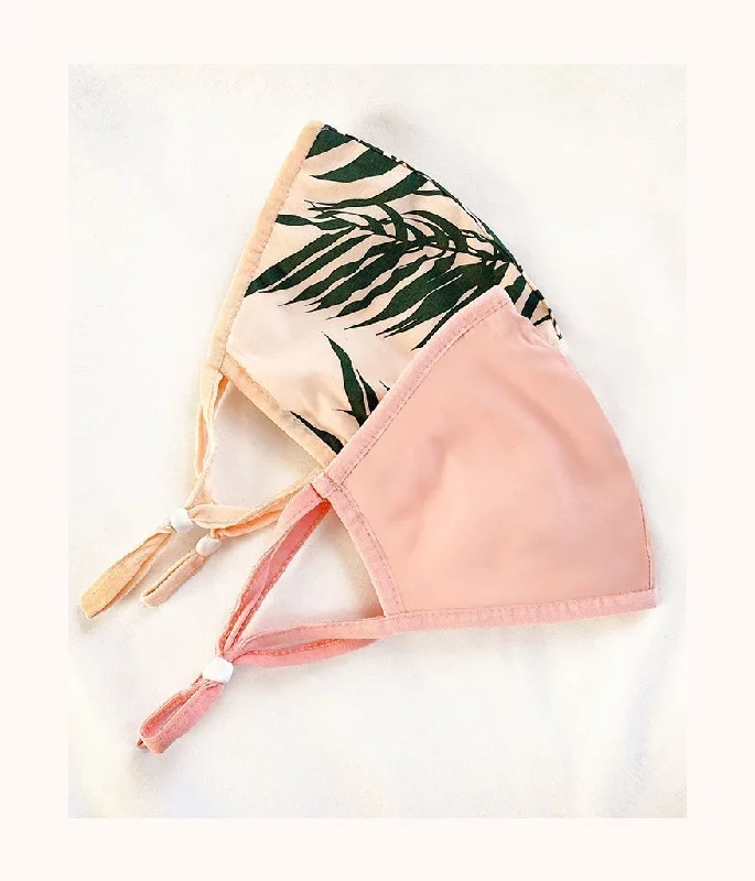 Deep V bras with push up -The Face Mask Duo: Candy Pink/Fresh Palm Print