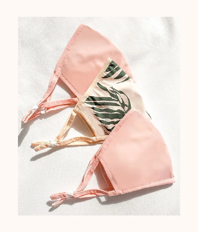 Deep V bras without padding4The Face Mask Trio: Candy Pink/Fresh Palm Print