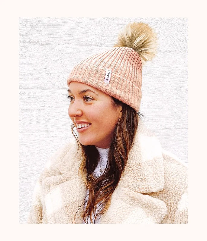 Deep V bras for year round comfort -The It-Girl Pom Beanie: Dusty Pink