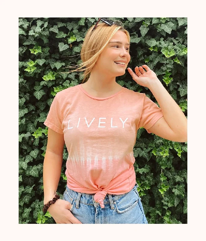 Deep V bras with organic cotton lining -The LIVELY Dip Dye Tee: Sherbet Dip Dye
