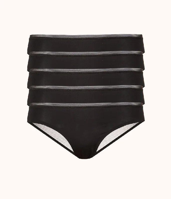 Deep V bras for east-west breast shapes4The Mesh Back Bikini 5-Pack: Jet Black