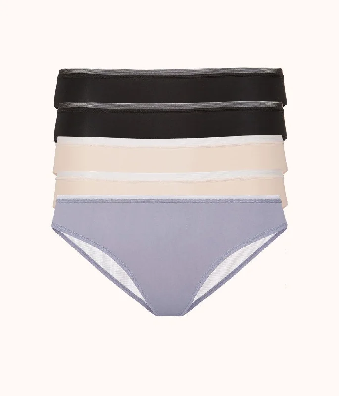 Deep V bras for tall women -The Mesh Back Bikini 5-Pack: Toasted Almond/Jet Black/Smoke
