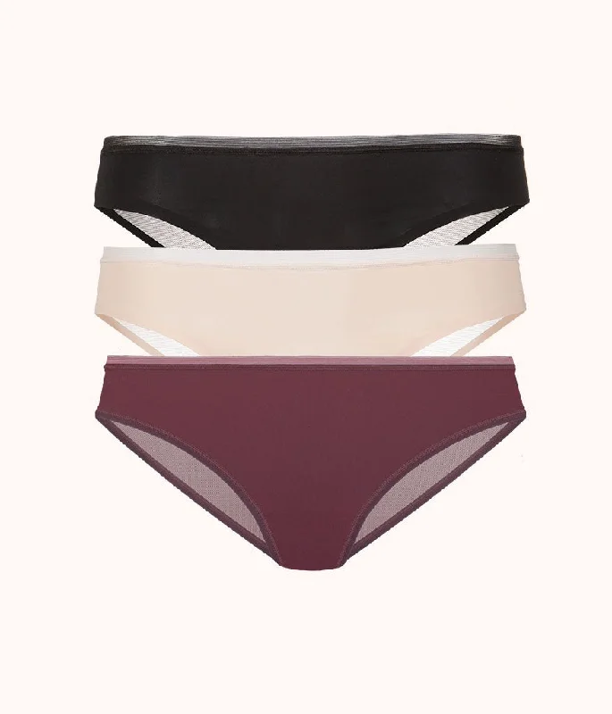 Deep V bras that make you feel confident -The Mesh Back Bikini Bundle: Toasted Almond/Jet Black/Plum Deep V bras that make you feel confident -The Mesh Back Bikini Bundle: Toasted Almond/Jet Black/Plum