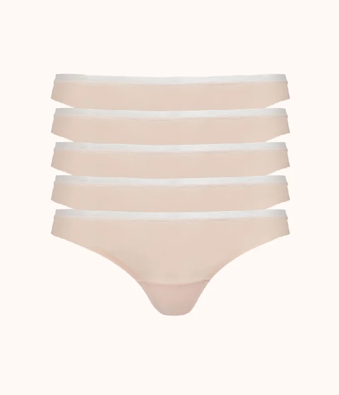 Deep V bras for all body types2The No Show Thong 5-Pack: Toasted Almond
