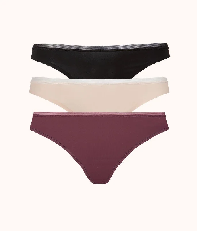 Deep V bras for a perfect fit -The No Show Thong Bundle: Toasted Almond/Jet Black/Plum Deep V bras for a perfect fit -The No Show Thong Bundle: Toasted Almond/Jet Black/Plum