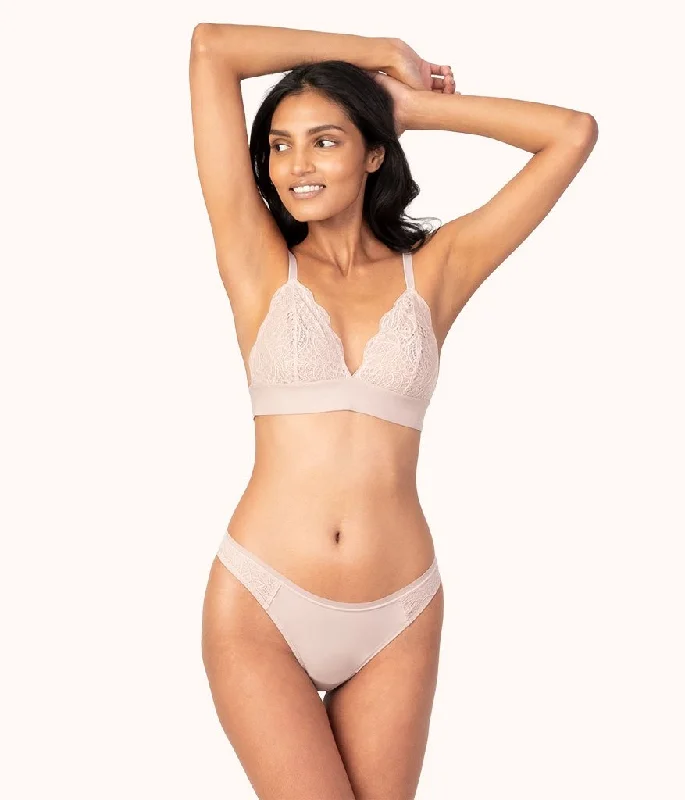 Deep V bras with remarkable features -The Palm Lace Thong: Orchid