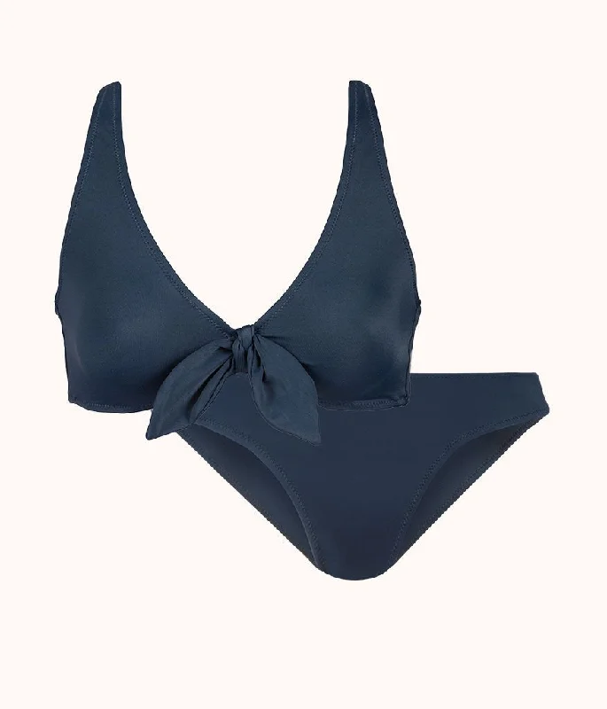 Deep V bras that are sophisticated -The Plunge Bralette & Bikini Swim Bundle: Navy