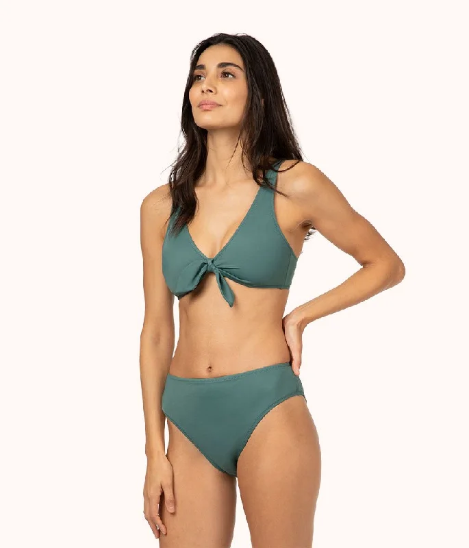 Deep V bras for special occasions -The Plunge Bralette: Harbor Green