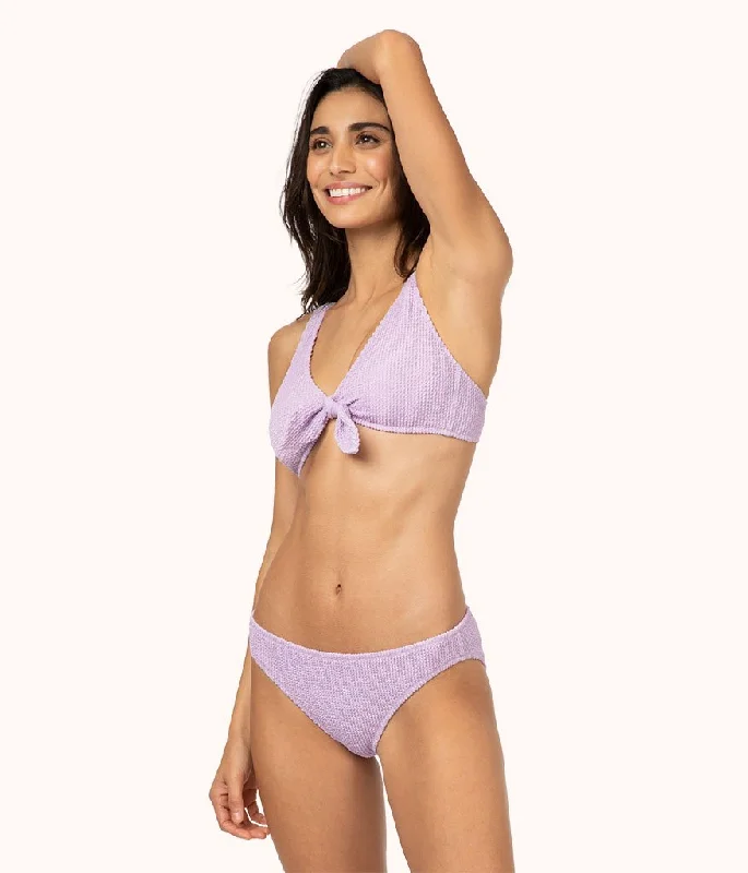 Deep V bras for all seasons -The Ruched Bikini: Lilac
