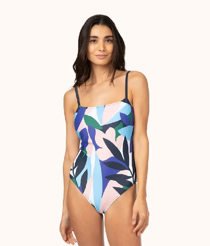 Deep V bras for every mood -The Straight Up One Piece - Print: Retro Floral