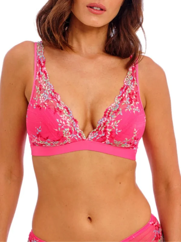 Non wired bras that are eco friendly -Embrace Lace Soft Cup Bra - Hot Pink/Multi