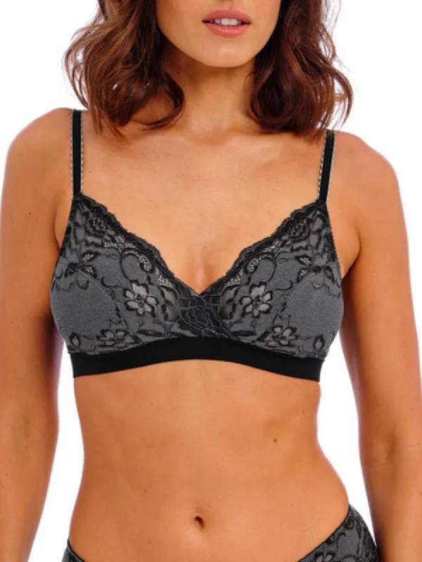 Non wired bras for large breasts -Florilege Non-Wired Bralette - Black