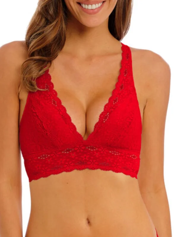 Comfortable non wired bras for everyday wear -Halo Lace Soft Cup Bra - Barbados Cherry Comfortable non wired bras for everyday wear -Halo Lace Soft Cup Bra - Barbados Cherry