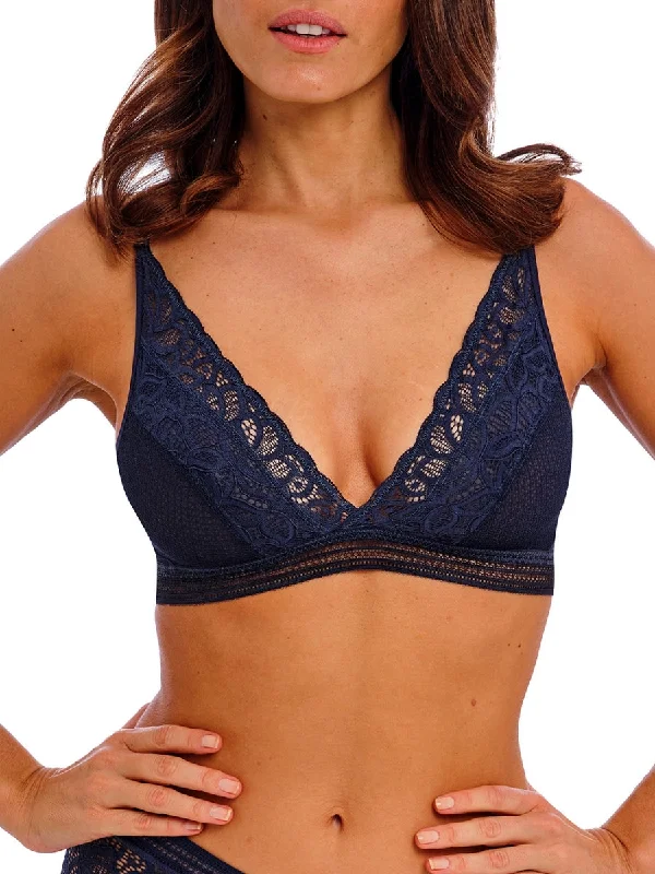 Non wired bras with wide straps -Raffine Bralette - Ink