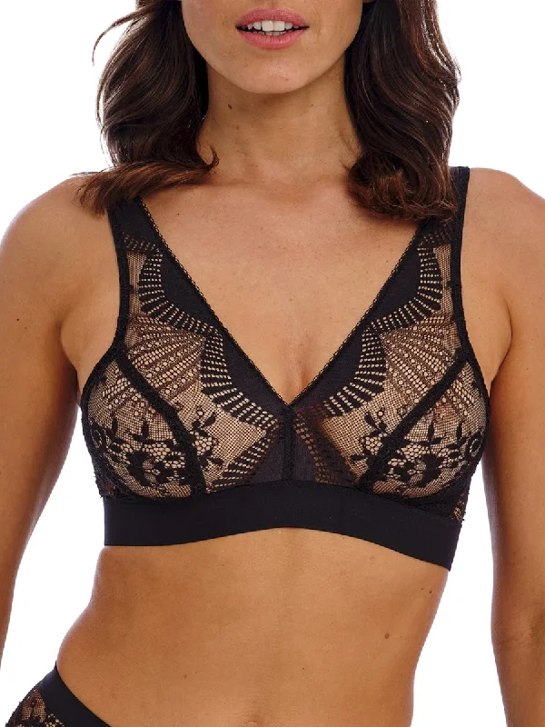 Non wired bras for a perfect fit -Sensu Lace Non-Wired Bralette - Black