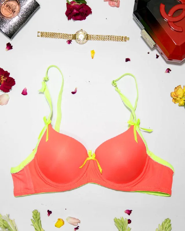 Push up bras for athletic women -Women Push up Underwire Bra Smoothing Lace Everyday Bra - Orange Push up bras for athletic women -Women Push up Underwire Bra Smoothing Lace Everyday Bra - Orange