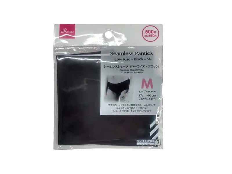 Seamless Panties -Low Rise - Black - M-
