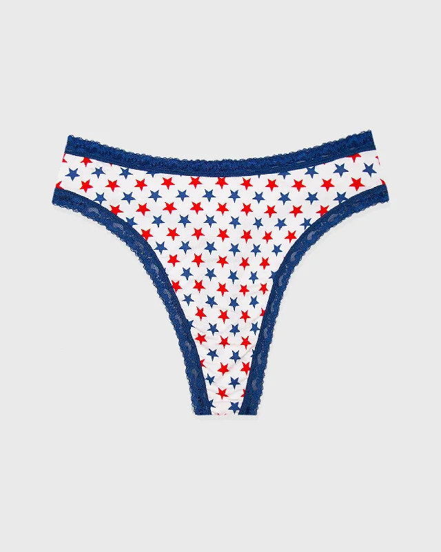 High Waisted Thong - American Flag Stars