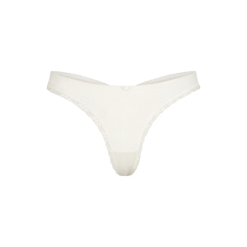 LACE POINTELLE THONG | BONE