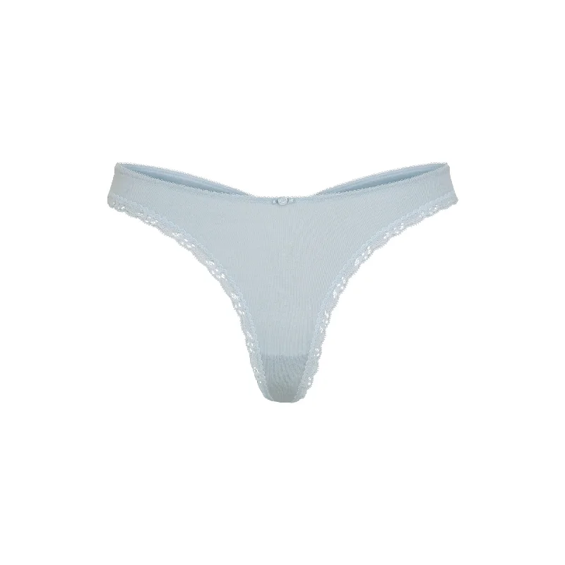 LACE POINTELLE THONG | SKY