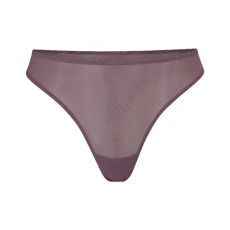 MESH BUILT UP THONG | PLUM