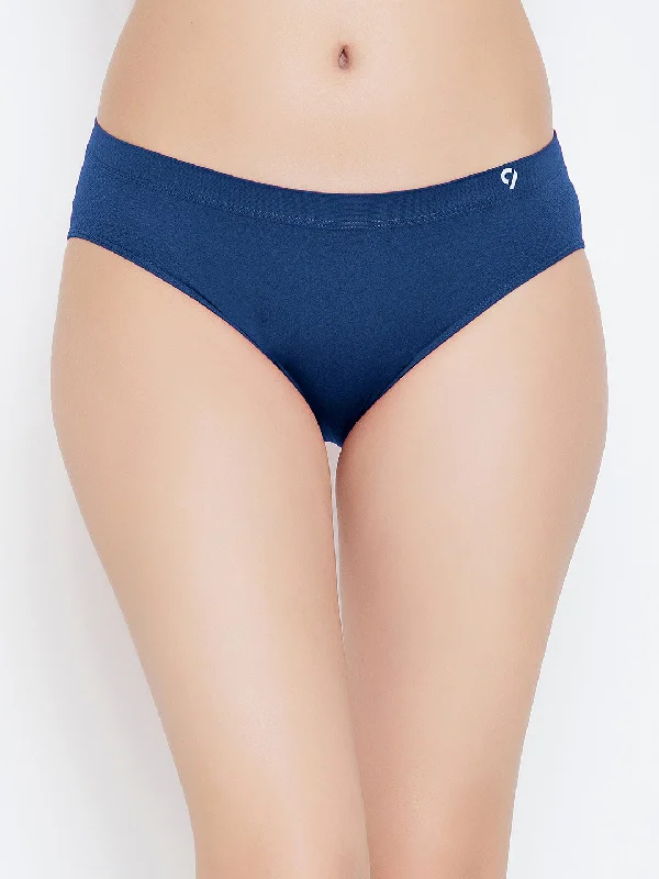 Seamless Solid Bikini Panty Mid Brief - Navy