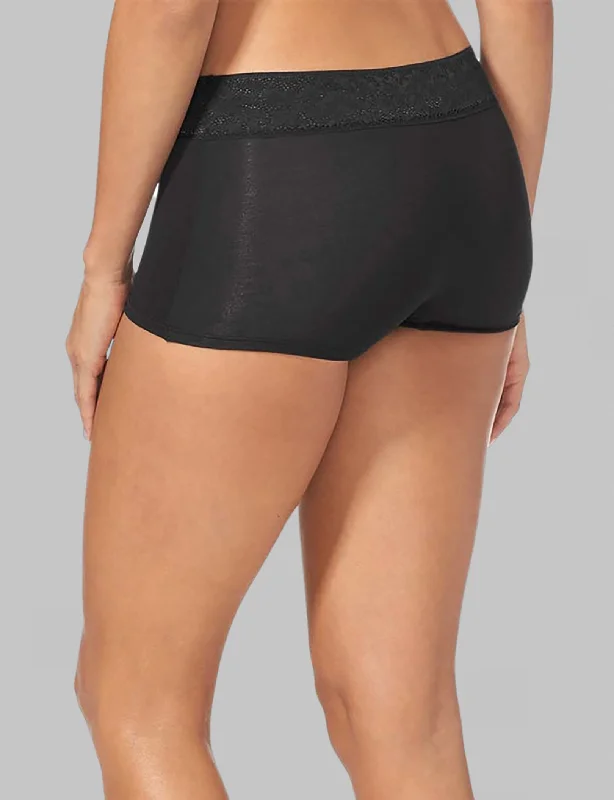Women's Second Skin Boyshort, Lace Waist