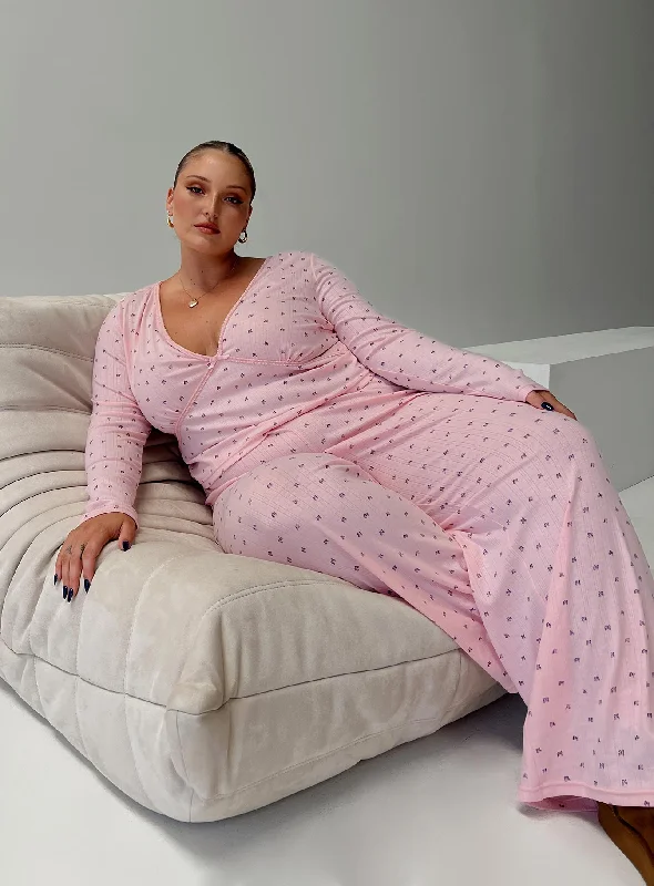 Maternity womens pajama sets for expecting mothers -Blueberry Muffin Sleep Set Pink Curve Maternity womens pajama sets for expecting mothers -Blueberry Muffin Sleep Set Pink Curve