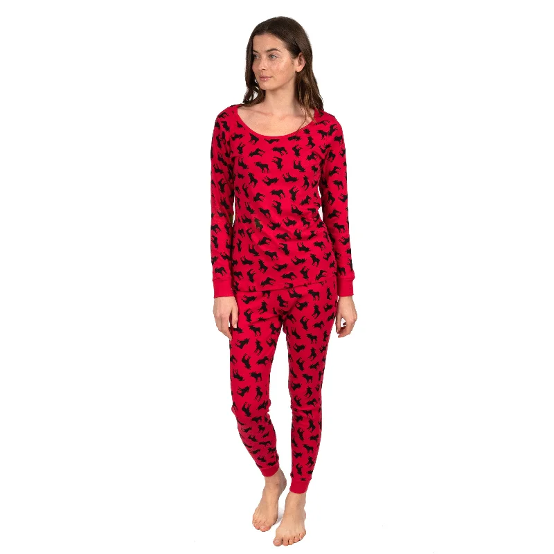 Are silk pajamas worth the price?-Christmas Womens Two Piece Cotton Pajamas Moose