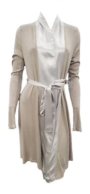 High-quality cotton womens pajamas that last long -Elijah Rib Knit Longsleeve Robe With Satin Trim And Belt In Clay High-quality cotton womens pajamas that last long -Elijah Rib Knit Longsleeve Robe With Satin Trim And Belt In Clay