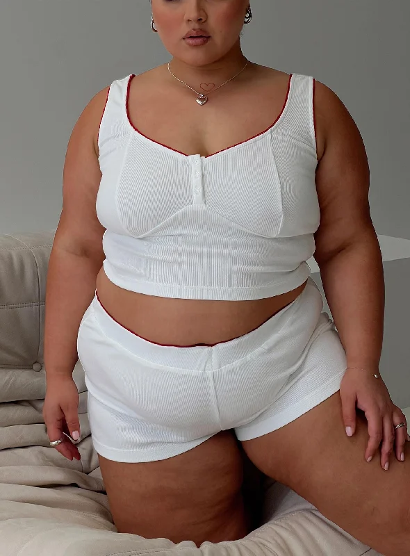 Womens pajama sets with pockets for convenience -Motif Rib Sleep Set Ivory Curve