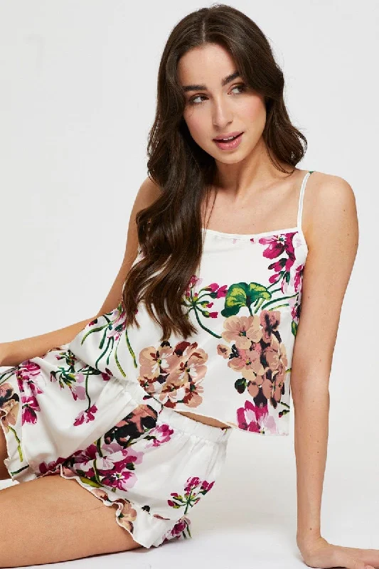 Who makes the softest women's pajamas?-Print Satin Pajamas Set Short Sleeve