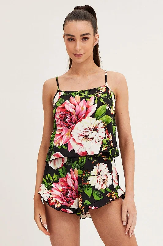 Women's lightweight summer pajama sets breathable fabric -Print Satin Pajamas Set Sleeveless Women's lightweight summer pajama sets breathable fabric -Print Satin Pajamas Set Sleeveless
