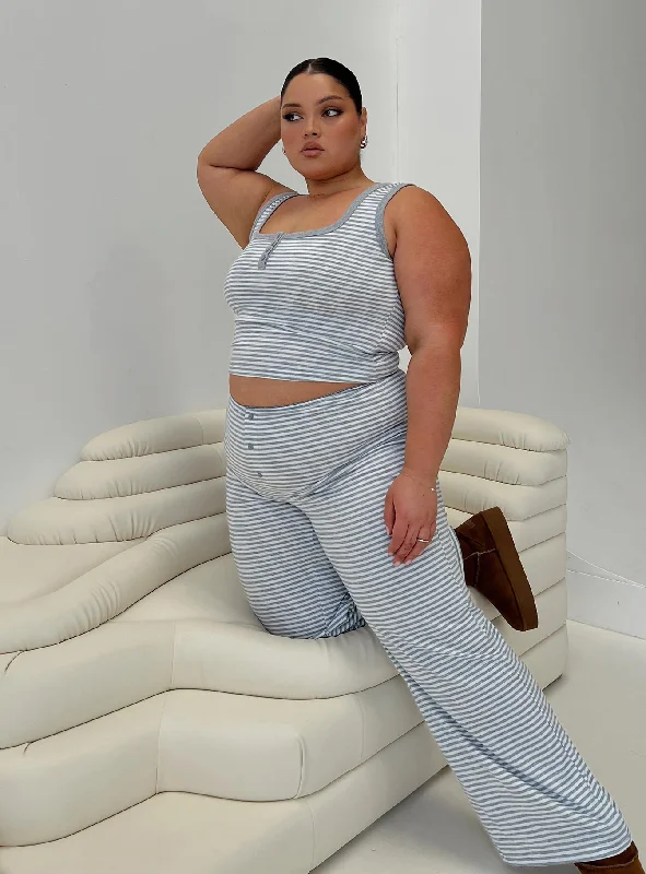 Womens satin pajama sets for special occasions -Waffles Stripe Sleep Set Multi Curve Womens satin pajama sets for special occasions -Waffles Stripe Sleep Set Multi Curve