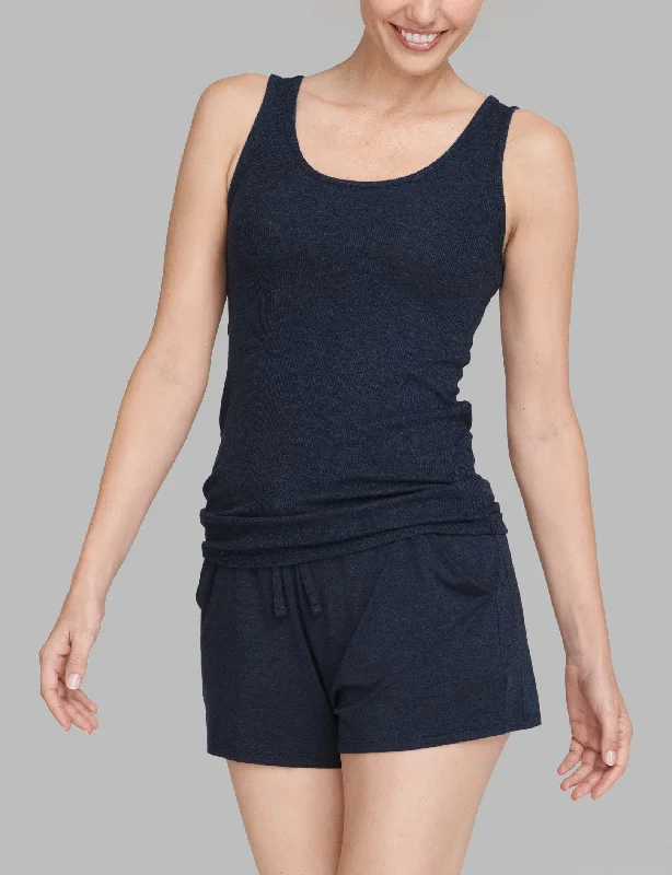 Elegant satin women's pajamas with lace trim stylish -Women's Downtime Tank