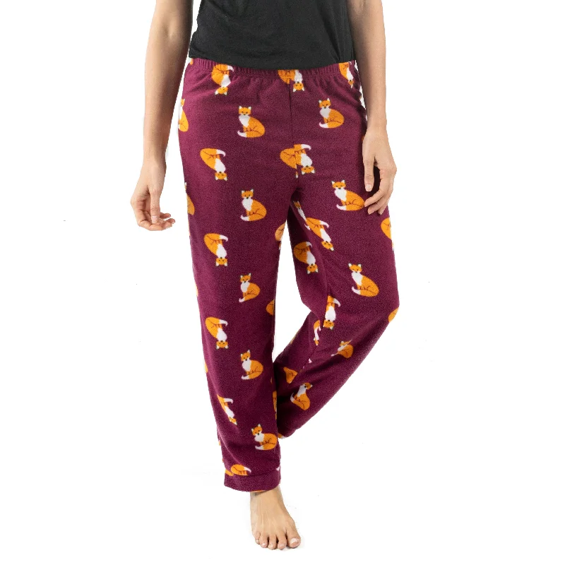 Warm flannel women's pajamas perfect for winter nights -Womens Fleece Pajama Pants Fox