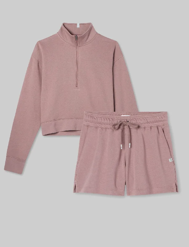 Cozy fleece PJs perfect gift idea during holidays -Women's French Terry Half-Zip & Short Set Cozy fleece PJs perfect gift idea during holidays -Women's French Terry Half-Zip & Short Set