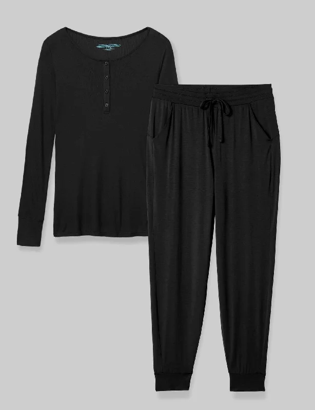 Womens organic cotton pajama sets eco-friendly -Women's Downtime Henley & Jogger Set Womens organic cotton pajama sets eco-friendly -Women's Downtime Henley & Jogger Set
