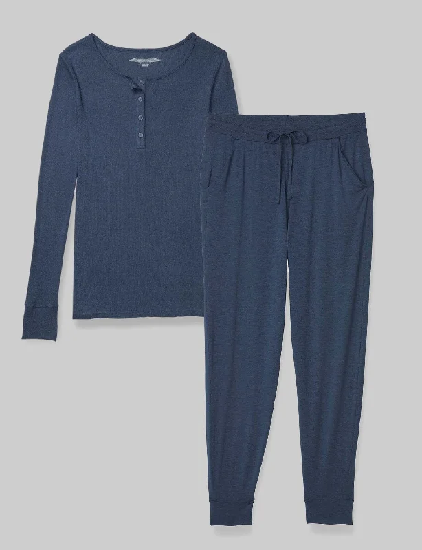 Womens robe and pajama set cotton lightweight -Women's Downtime Henley & Jogger Set