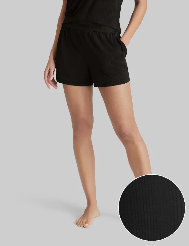 Comfortable loungewear and pajama sets for women -Women's Second Skin Luxe Rib Sleep Short Comfortable loungewear and pajama sets for women -Women's Second Skin Luxe Rib Sleep Short