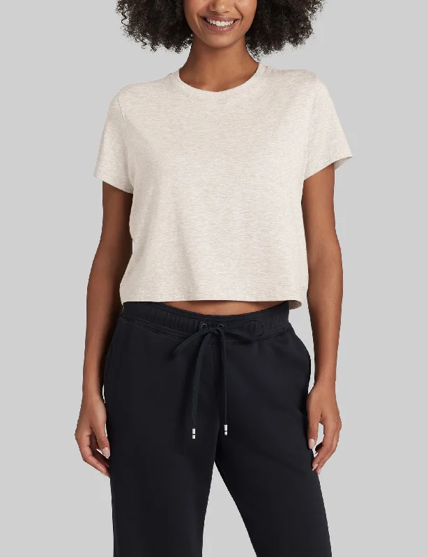 Womens pajama sets with adjustable straps for comfort -Women's Second Skin Not-Too-Cropped Crew Neck Tee Womens pajama sets with adjustable straps for comfort -Women's Second Skin Not-Too-Cropped Crew Neck Tee