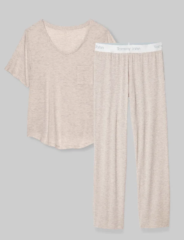 Women's comfortable loungewear set great for lounging at home -Women's Second Skin Sleep Pocket Tee & Pant Set Women's comfortable loungewear set great for lounging at home -Women's Second Skin Sleep Pocket Tee & Pant Set