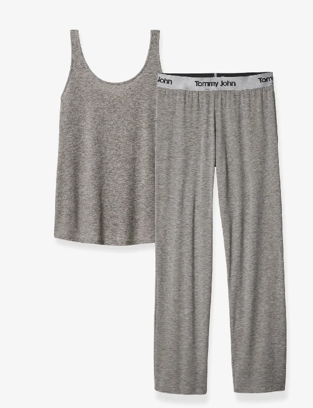 Women's stylish matching sleepwear set with pockets -Women's Second Skin Sleep Tank & Pant Set Women's stylish matching sleepwear set with pockets -Women's Second Skin Sleep Tank & Pant Set