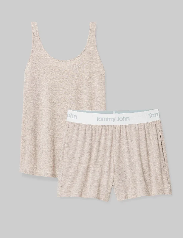 Stylish matching couple's pajamas available online -Women's Second Skin Sleep Tank & Short Set