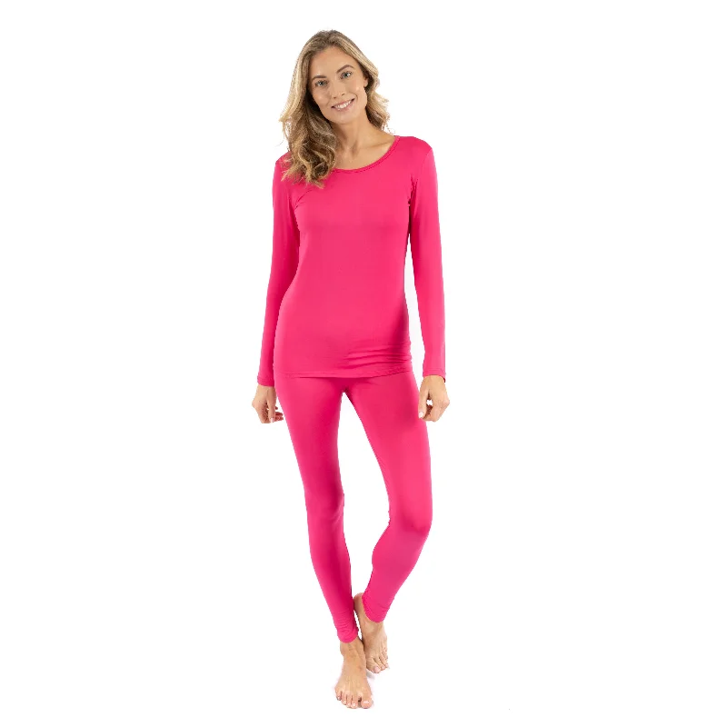 Affordable women's loungewear available in various sizes -Womens Two Piece Classic Solid Thermal Pajamas Affordable women's loungewear available in various sizes -Womens Two Piece Classic Solid Thermal Pajamas